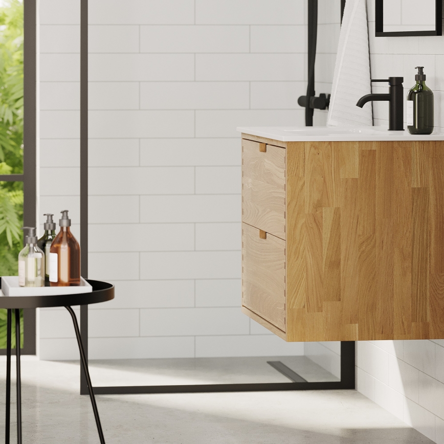 Móvel de casa de banho com lavatório GRIBSKOV 80 cm bege/carvalho/branco