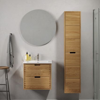 Móvel de casa de banho com lavatório GRIBSKOV de 60 cm, bege/carvalho/branco