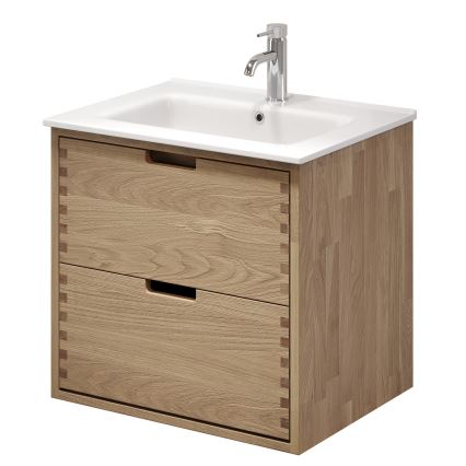 Móvel de casa de banho com lavatório GRIBSKOV de 60 cm, bege/carvalho/branco