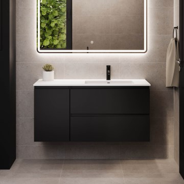 Móvel de casa de banho com lavatório HELSINKI 115 cm direito/preto