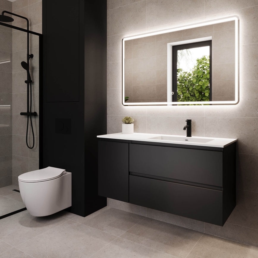 Móvel de casa de banho com lavatório HELSINKI 115 cm direito/preto