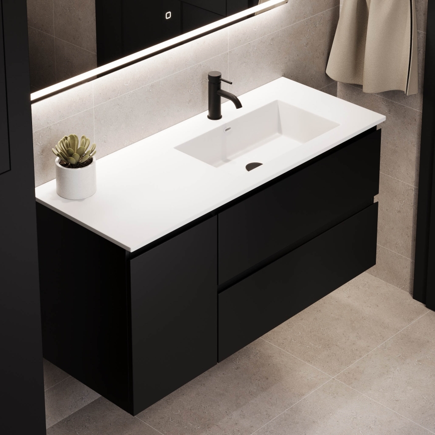 Móvel de casa de banho com lavatório HELSINKI 115 cm direito/preto