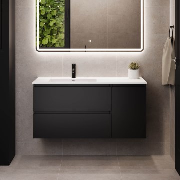Móvel de casa de banho com lavatório HELSINKI 115 cm esquerdo/preto