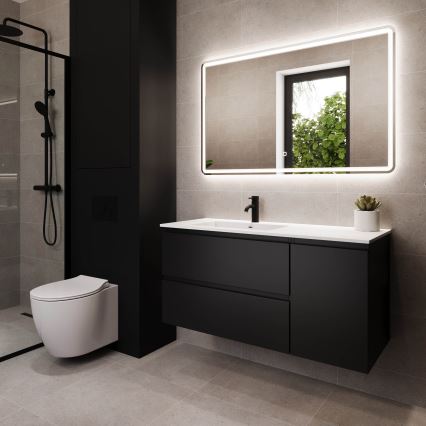 Móvel de casa de banho com lavatório HELSINKI 115 cm esquerdo/preto