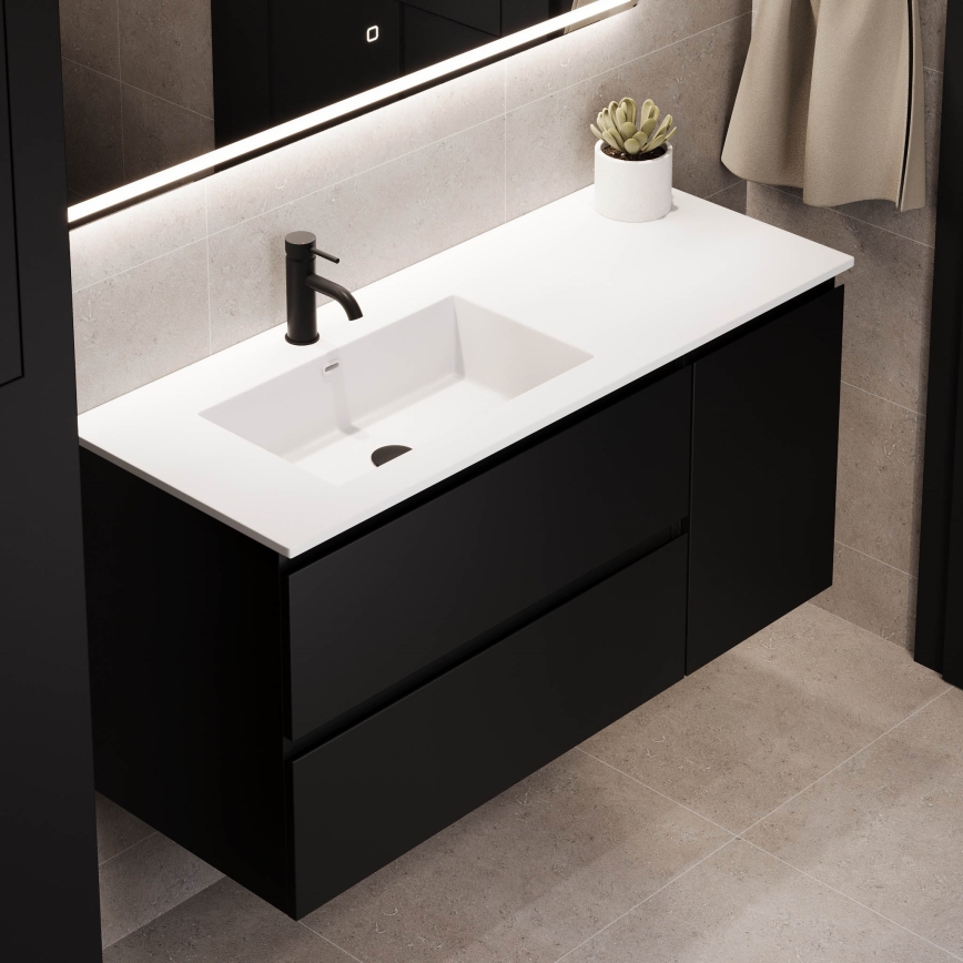 Móvel de casa de banho com lavatório HELSINKI 115 cm esquerdo/preto