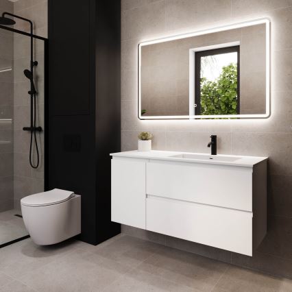 Móvel de casa de banho com lavatório HELSINKI 115 cm, versão direita/branco