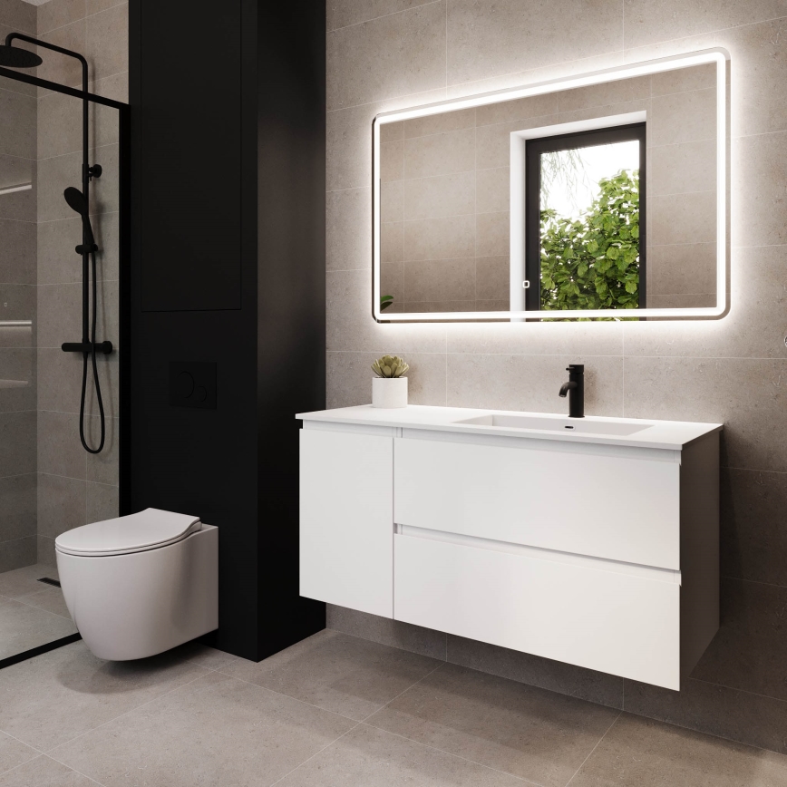 Móvel de casa de banho com lavatório HELSINKI 115 cm, versão direita/branco
