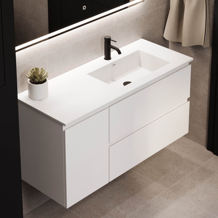 Móvel de casa de banho com lavatório HELSINKI 115 cm, versão direita/branco