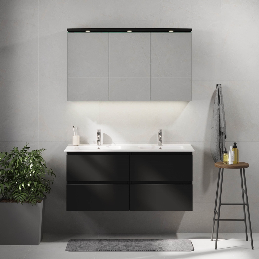 Móvel de casa de banho com lavatório HELSINKI 120 cm, preto