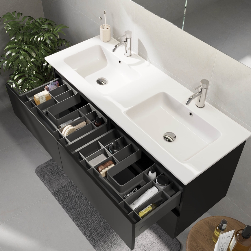 Móvel de casa de banho com lavatório HELSINKI 120 cm, preto