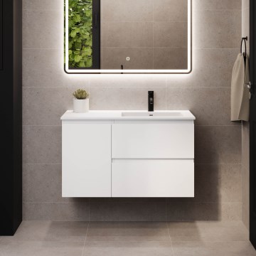 Móvel de casa de banho com lavatório HELSINKI 95 cm, lado direito/branco