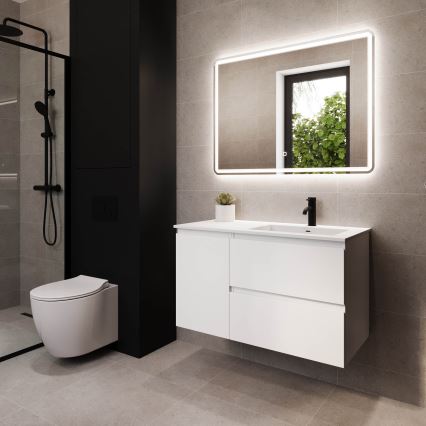 Móvel de casa de banho com lavatório HELSINKI 95 cm, lado direito/branco