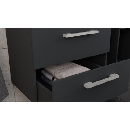 Móvel de casa de banho com lavatório KATE + armário espelhado + armário de parede antracite