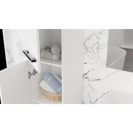 Móvel de casa de banho com lavatório KATE + armário espelhado + armário de parede branco