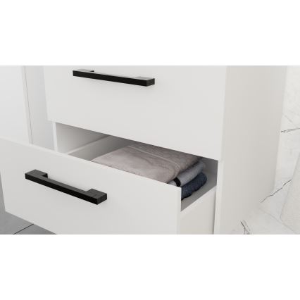 Móvel de casa de banho com lavatório KATE + armário espelhado + armário de parede branco