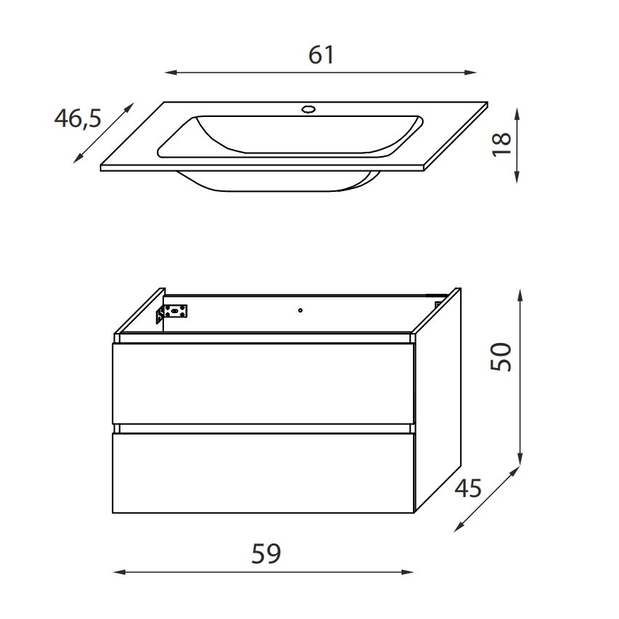 Móvel de casa de banho com lavatório KENWOOD 61 cm nogueira