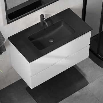 Móvel de casa de banho com lavatório KENWOOD 91 cm, branco/preto