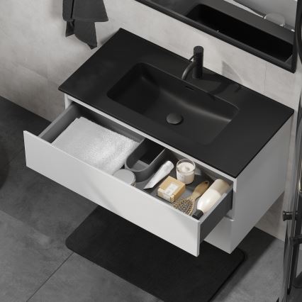 Móvel de casa de banho com lavatório KENWOOD 91 cm, branco/preto