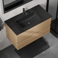 Móvel de casa de banho com lavatório KENWOOD 91 cm carvalho/preto