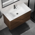 Móvel de casa de banho com lavatório KENWOOD 91 cm nogueira/branco