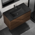 Móvel de casa de banho com lavatório KENWOOD 91 cm nogueira/preto