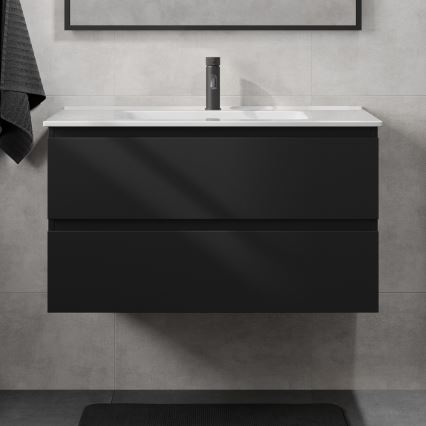 Móvel de casa de banho com lavatório KENWOOD 91 cm preto/branco