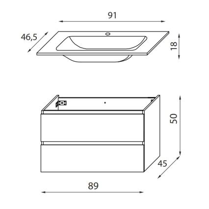 Móvel de casa de banho com lavatório KENWOOD 91x50x45 cm marakesh