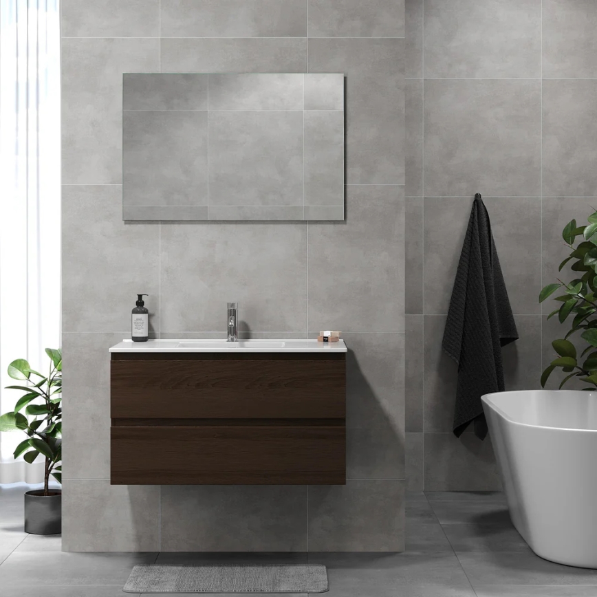 Móvel de casa de banho com lavatório KENWOOD 91x50x47 cm nogueira