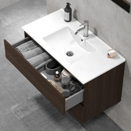 Móvel de casa de banho com lavatório KENWOOD 91x50x47 cm nogueira