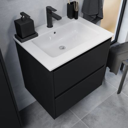 Móvel de casa de banho com lavatório MOLDE 60x55x46 cm preto