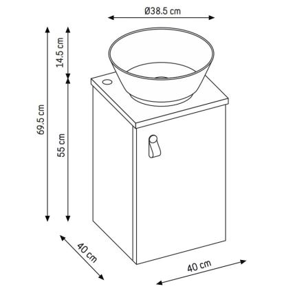Móvel de casa de banho com lavatório TAARNHOLM, cinzento
