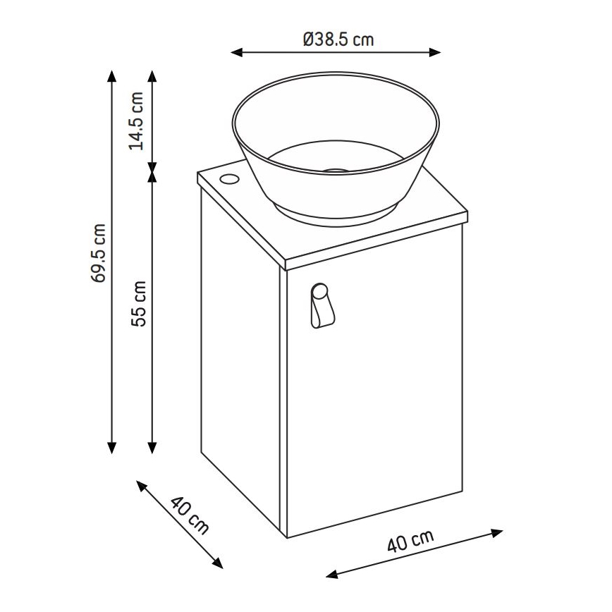 Móvel de casa de banho com lavatório TAARNHOLM, cinzento