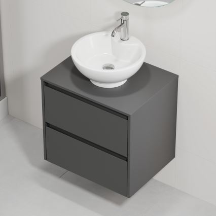 Móvel de casa de banho com lavatório TRONDHEIM/DRAMMEN 60x57x46 cm antracite/branco
