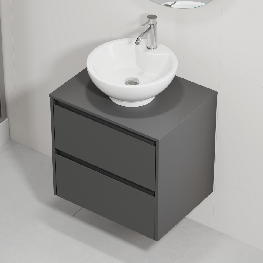 Móvel de casa de banho com lavatório TRONDHEIM/DRAMMEN 60x57x46 cm antracite/branco