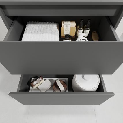 Móvel de casa de banho com lavatório TRONDHEIM/DRAMMEN 60x57x46 cm antracite/branco