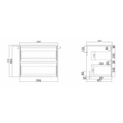 Móvel de casa de banho com lavatório TRONDHEIM/DRAMMEN 60x57x46 cm antracite/branco