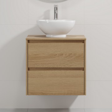 Móvel de casa de banho com lavatório TRONDHEIM/DRAMMEN 60x57x46 cm carvalho/branco