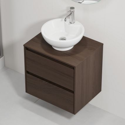 Móvel de casa de banho com lavatório TRONDHEIM/DRAMMEN 60x57x46 cm nogueira/branco