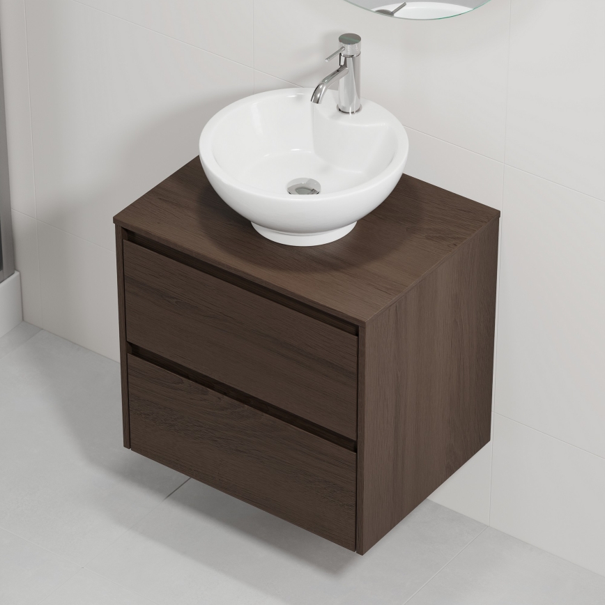 Móvel de casa de banho com lavatório TRONDHEIM/DRAMMEN 60x57x46 cm nogueira/branco