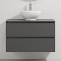 Móvel de casa de banho com lavatório TRONDHEIM/DRAMMEN 90x57x46 cm antracite/branco