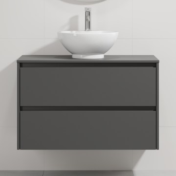 Móvel de casa de banho com lavatório TRONDHEIM/DRAMMEN 90x57x46 cm antracite/branco