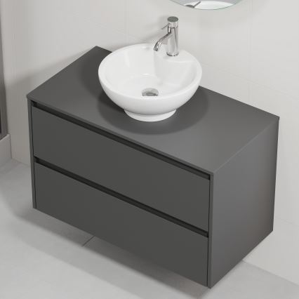 Móvel de casa de banho com lavatório TRONDHEIM/DRAMMEN 90x57x46 cm antracite/branco