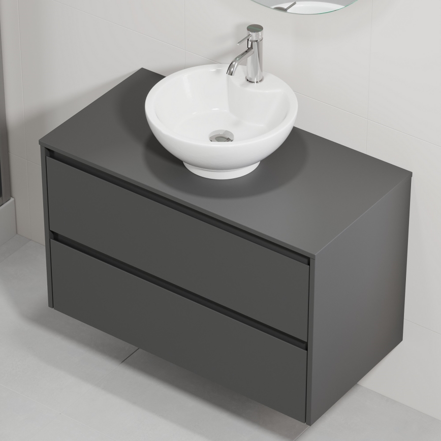 Móvel de casa de banho com lavatório TRONDHEIM/DRAMMEN 90x57x46 cm antracite/branco
