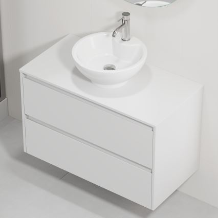 Móvel de casa de banho com lavatório TRONDHEIM/DRAMMEN 90x57x46 cm branco