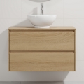 Móvel de casa de banho com lavatório TRONDHEIM/DRAMMEN 90x57x46 cm carvalho/branco