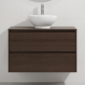 Móvel de casa de banho com lavatório TRONDHEIM/DRAMMEN 90x57x46 cm nogueira/branco