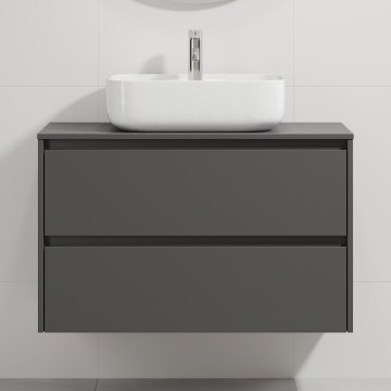 Móvel de casa de banho com lavatório TRONDHEIM/KRISTIANSAND 90x57x46 cm antracite/branco