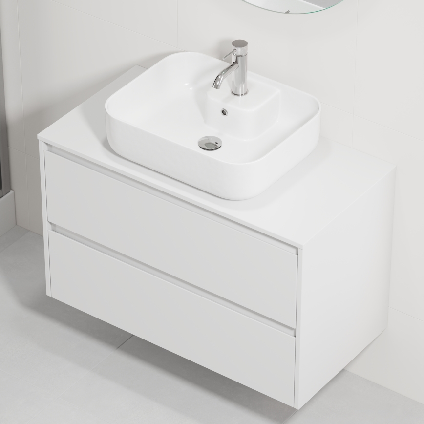 Móvel de casa de banho com lavatório TRONDHEIM/KRISTIANSAND 90x57x46 cm branco