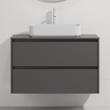 Móvel de casa de banho com lavatório TRONDHEIM/LJORDAL 90x57x46 cm antracite/branco
