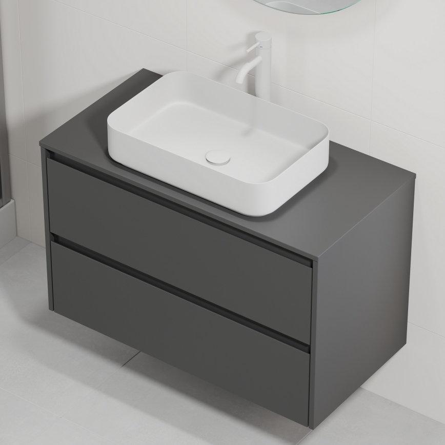 Móvel de casa de banho com lavatório TRONDHEIM/LJORDAL 90x57x46 cm antracite/branco